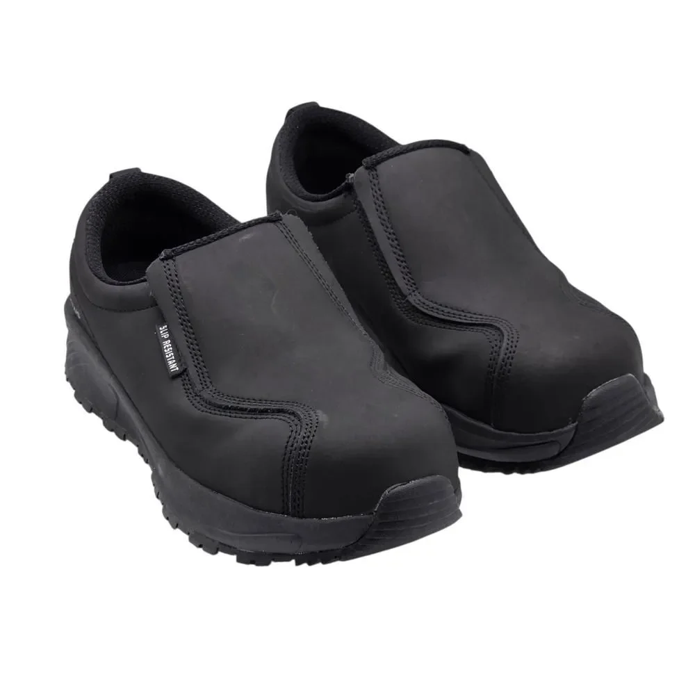 Nautilus N2531 Women's Black Safety Shoes 9.5M Guard Slip‎ On Metal Free Leather